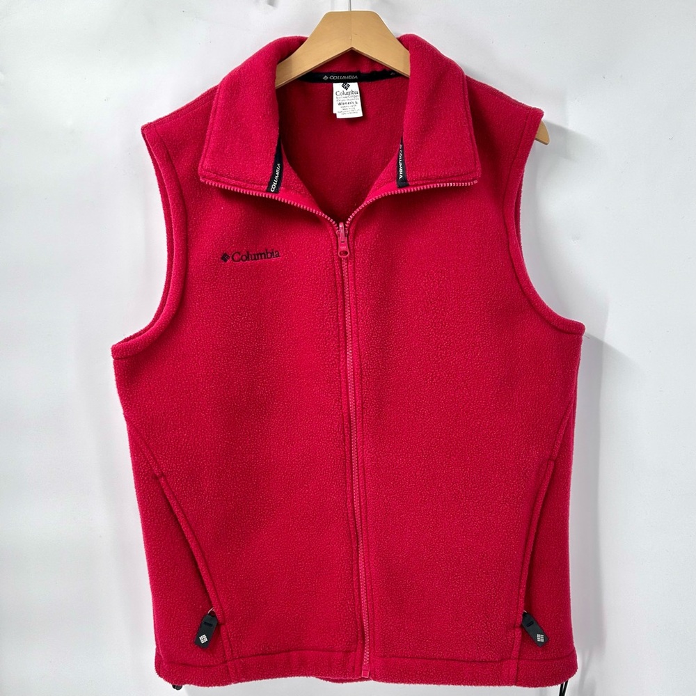 Columbia Women's Fleece Vest - Red with Black Columbia Logo